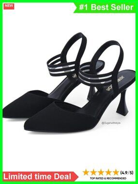 Women's Kitten Heel Slingback Pumps Pointed Toe Ankle Strap Dress Shoes